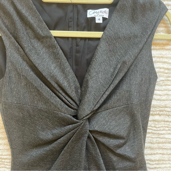 Amy Matto New York Twist Front Dress Charcoal Gray V-neck - Picture 4 of 4